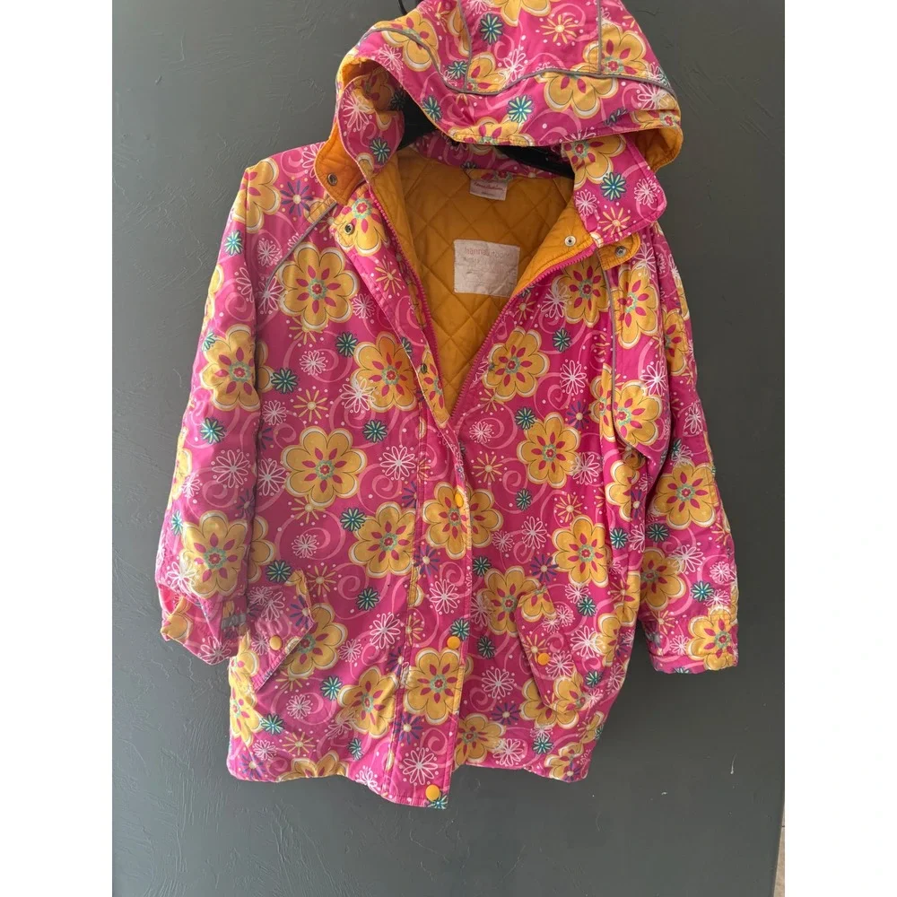 Hanna Andersson Pink Floral Insulated Winter Parka Jacket Kids Sm 6/7 120